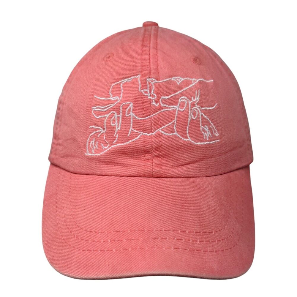 Adams Slideback Hat Pink One Size Embroidered Errybodyeats Leather Strap